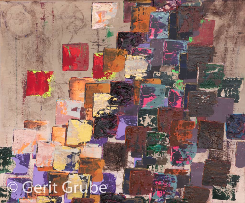 Gemälde "Wahrhaftigkeit 16" von Gerit Grube, mit Schattenfugenrahmen, 38 x 46 cm