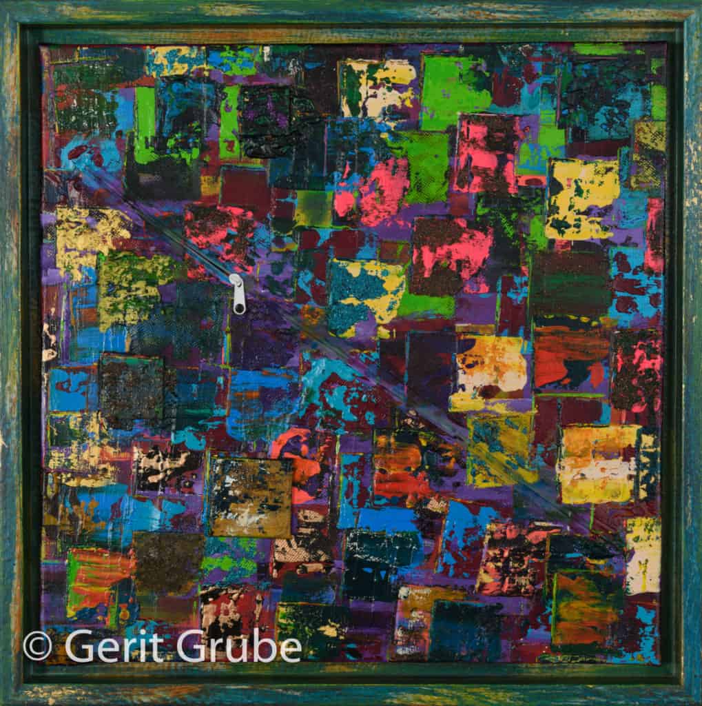 Gemälde "Wahrhaftigkeit 19" von Gerit Grube, mit Schattenfugenrahmen, 40 x 40 cm
